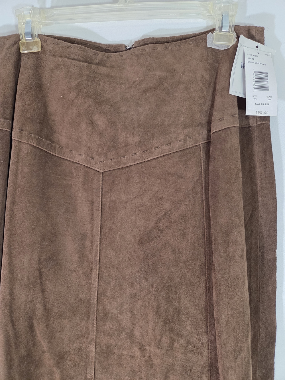 Suede Maxi Skirt Dark Brown Chocolate Fully Lined - Picture 2 of 13